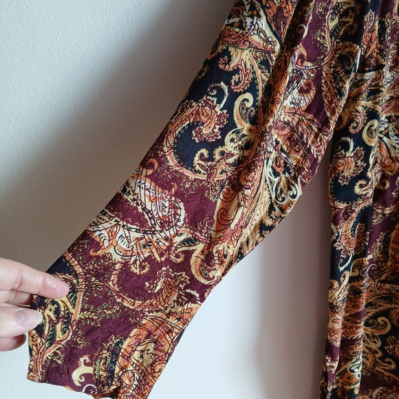 J Jill Paisley Tunic Blouse Top Lightweight Long Sleeve Travel Office - Picture 5 of 14